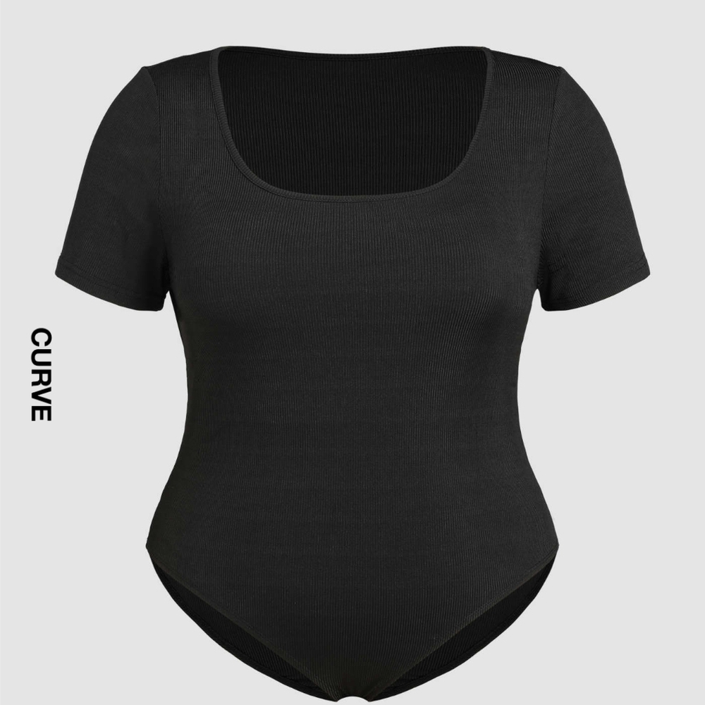 Cider Black Short Sleeve Fitted Bodysuit